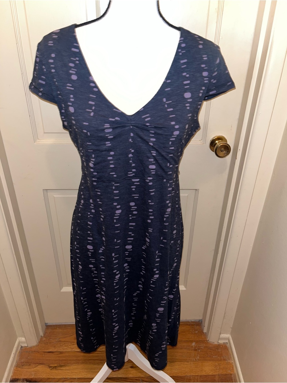 Toad & Co A Line Dress Womens M Medium Blue Cap Sleeve Organic Cotton Stretch